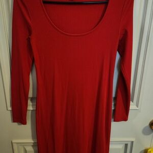 Banana Republic Women’s Petite Red Ribbed Scoop Neck Dress